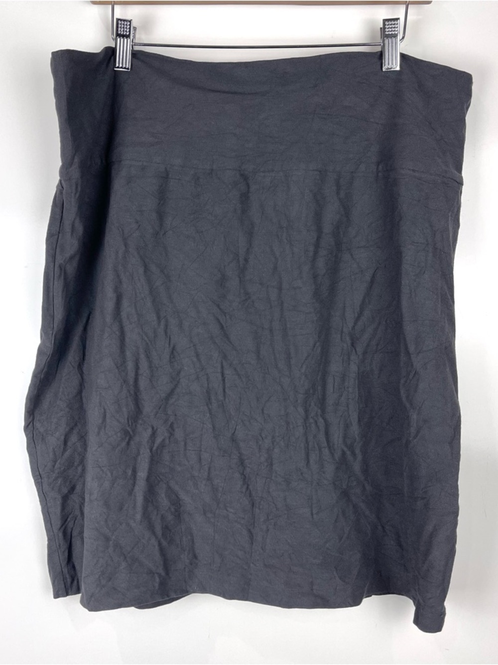 Eileen Fisher Woman Charcoal Gray Fold Over Pencil Skirt Mini Women's 1X Stretch